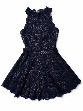 City Studio Navy Floral Lace Mini Dress